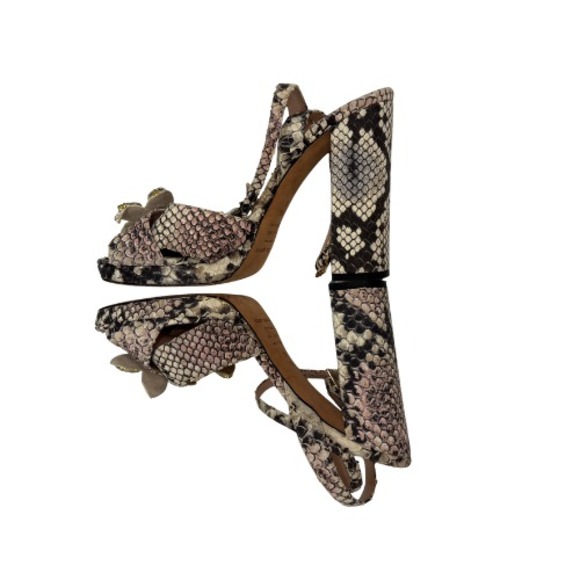 Kate Spade Rhinestone Sandal Heels 9.5 Snakeskin Leather Ankle Strap Statement - Picture 10 of 12